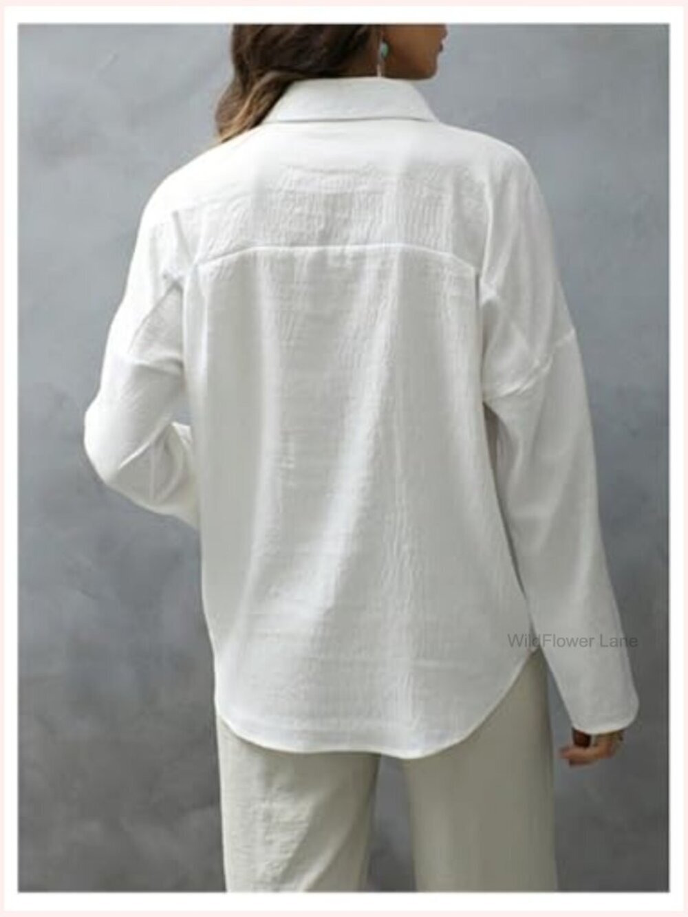 Plus Size Long Sleeve Button Down Blouse Collared Dressy Casual Top - Picture 2 of 5